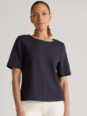 Quince short sleeve Ponte top in Black